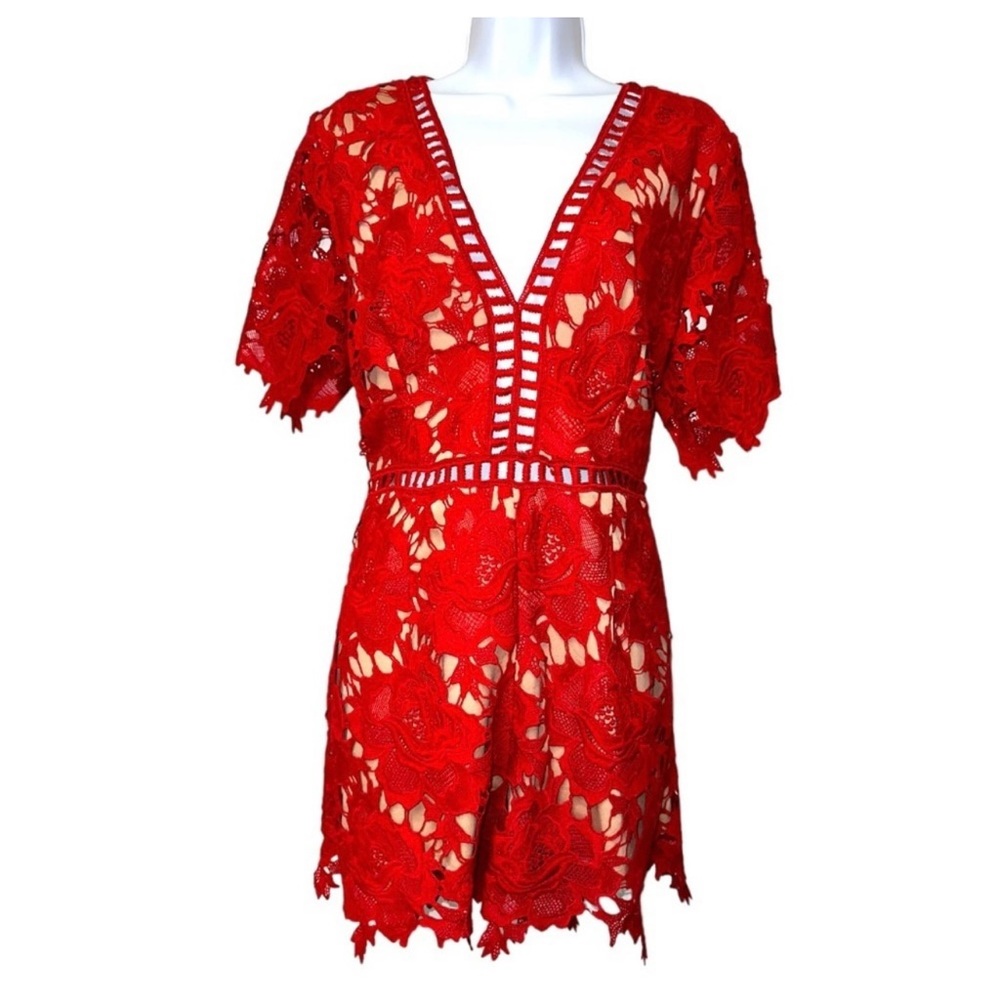 Astr the label Red Lace Romper size Medium